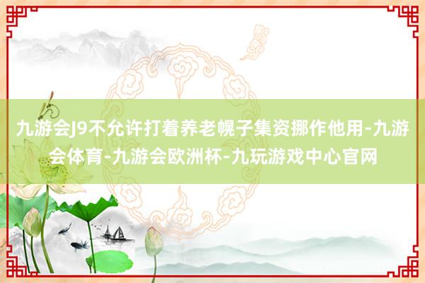 九游会J9不允许打着养老幌子集资挪作他用-九游会体育-九游会欧洲杯-九玩游戏中心官网