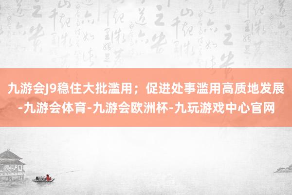 九游会J9稳住大批滥用；促进处事滥用高质地发展-九游会体育-九游会欧洲杯-九玩游戏中心官网