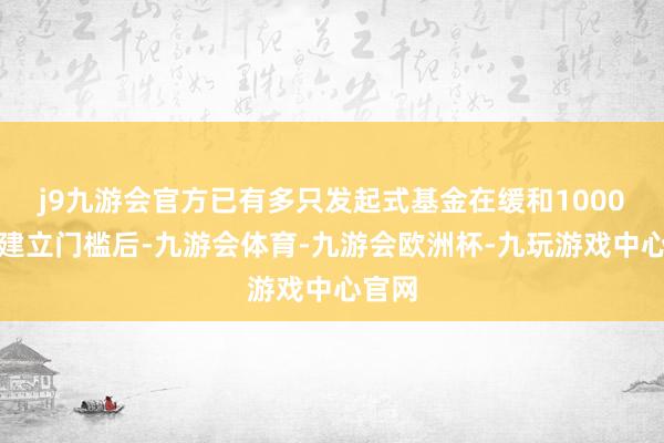 j9九游会官方已有多只发起式基金在缓和1000万元建立门槛后-九游会体育-九游会欧洲杯-九玩游戏中心官网